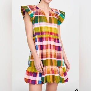 MARIE OLIVER
CLOVER DRESS colorful Ruffle madras Dress New $326